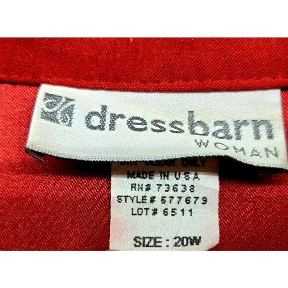 DressBarn Women's Blazer 20W 20 W Red Plus Size 3X 3XL XXXL Coat Jacket Buttons - Picture 5 of 8